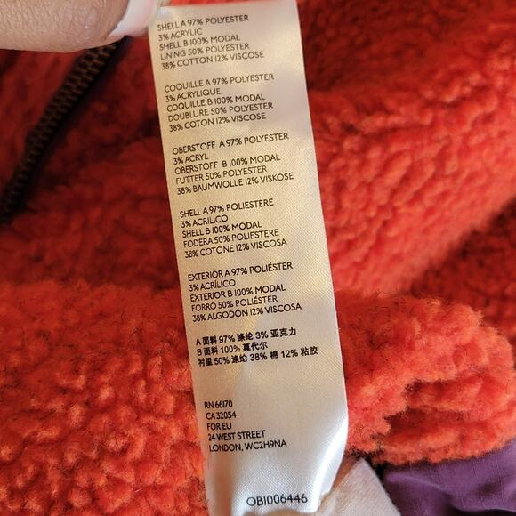 Free People Womens Rivington Sherpa Jacket Coat Size Small Red Outdoor Boho Fall - Picture 6 of 9